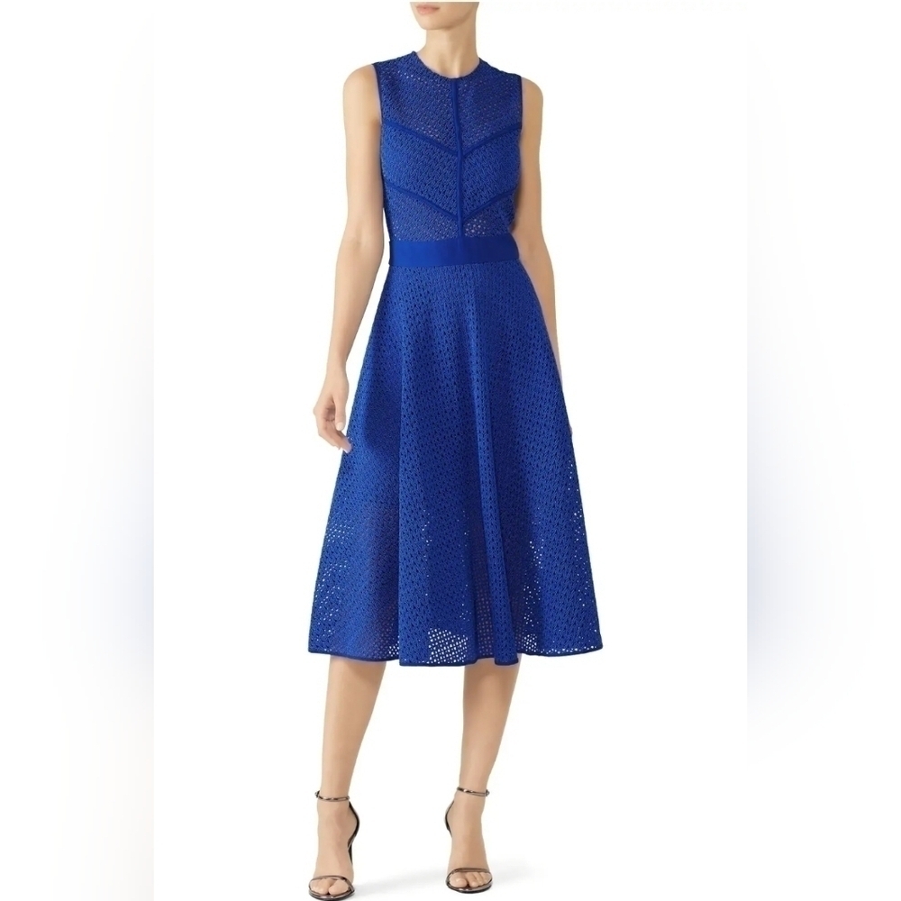 Pinko Blue Celibe Sleeveless Lace Midi Dress